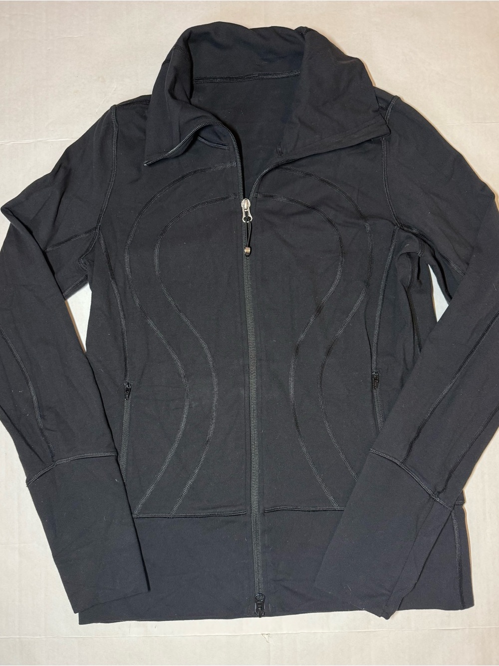 Lululemon Define Jacket Womens 8 Black Full Zip Luon Yoga Running Thumbholes